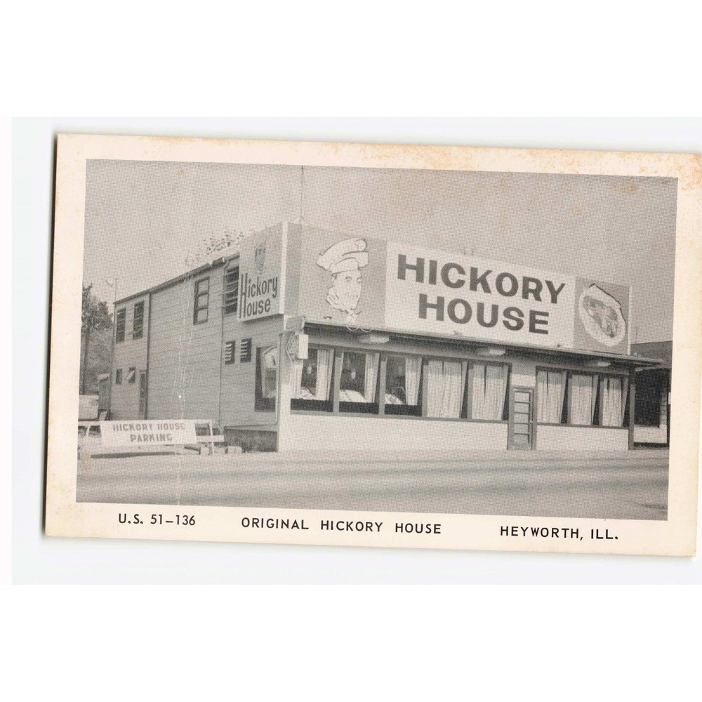 Vintage Original Hickory House Postcard Heyworth Illinois US 51 1965 Handwritten